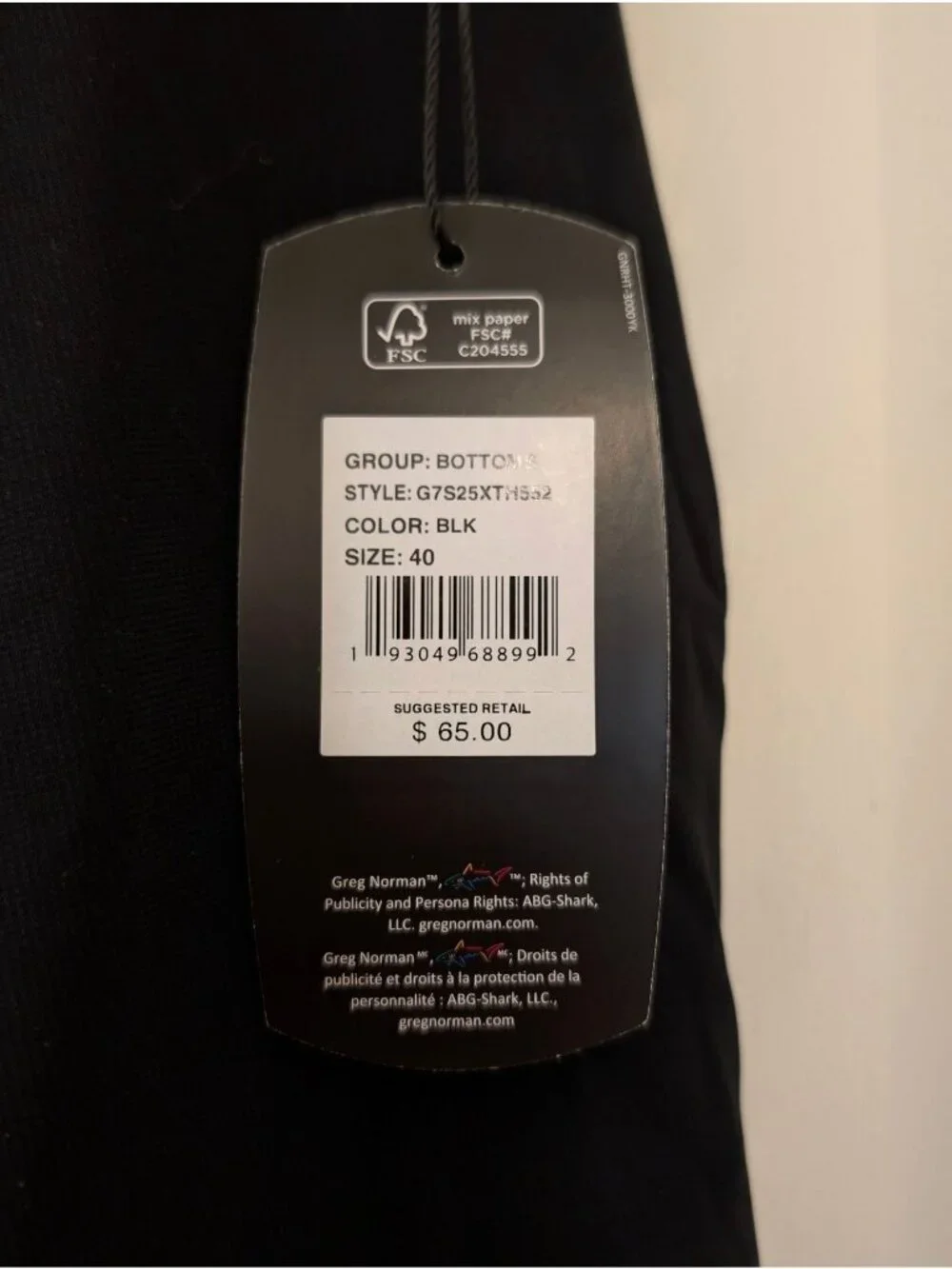 Greg Norman Performance Stretch Black Shorts Size 40 Nylon Blend UPF Sun Protect